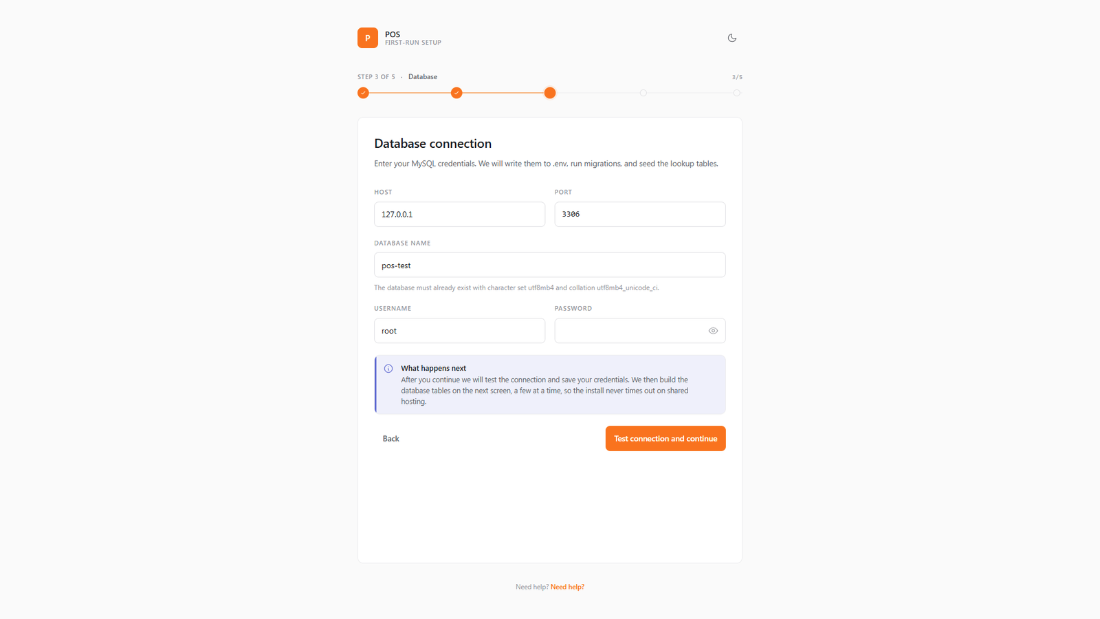 The installer wizard showing the requirements check step
